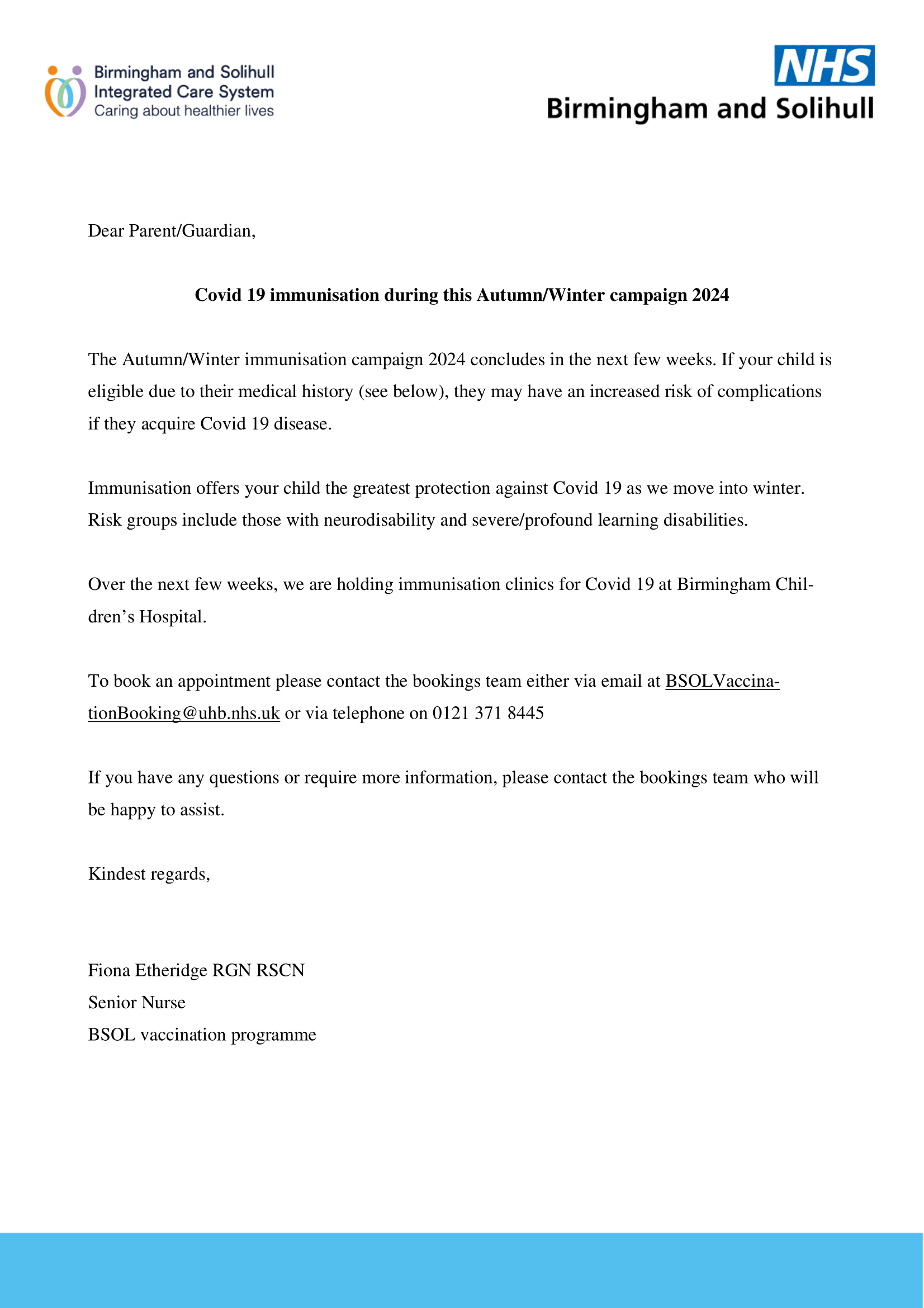 Childrens Imms letter covid 1