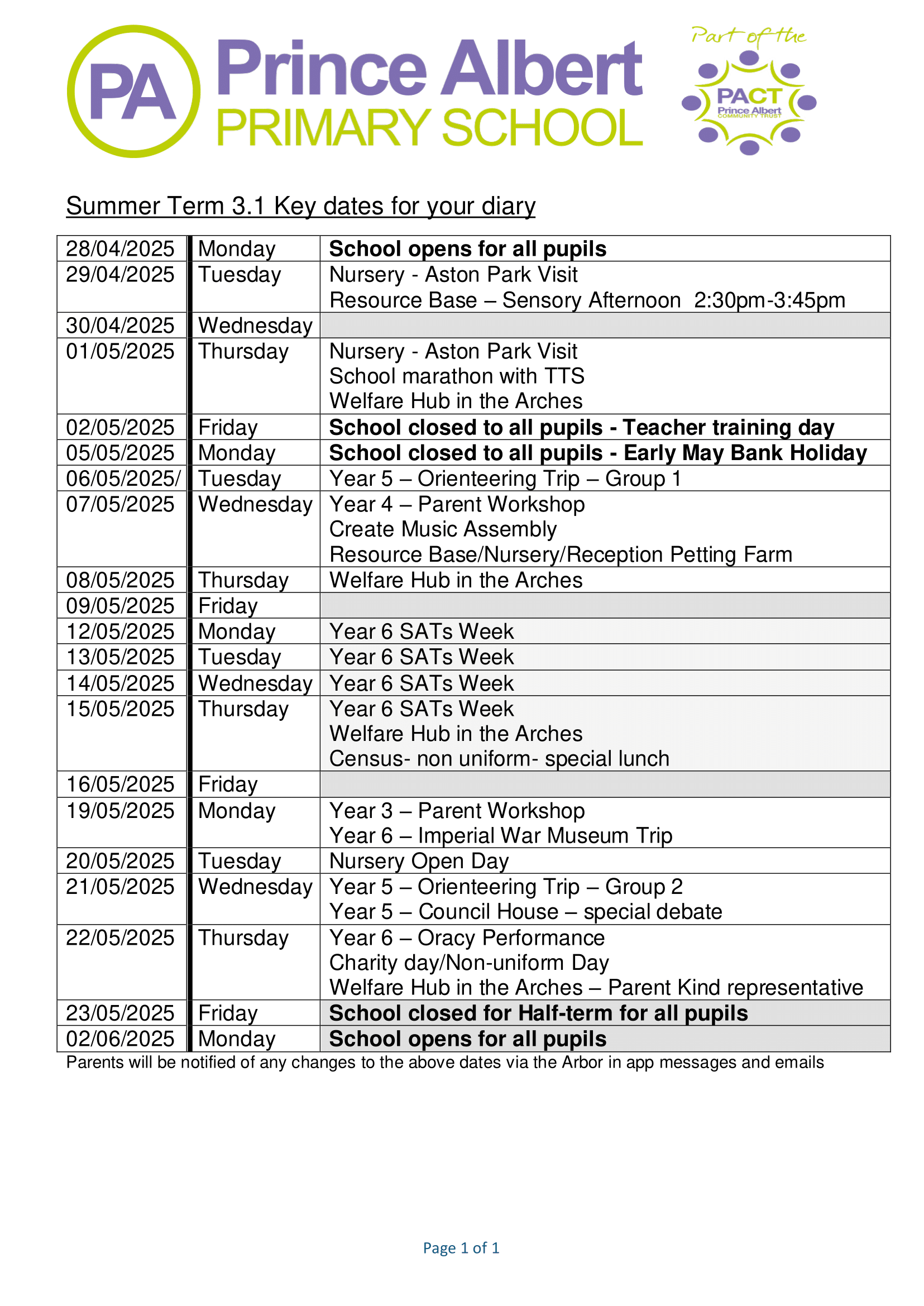 Key Events Calendar Summer 3.1