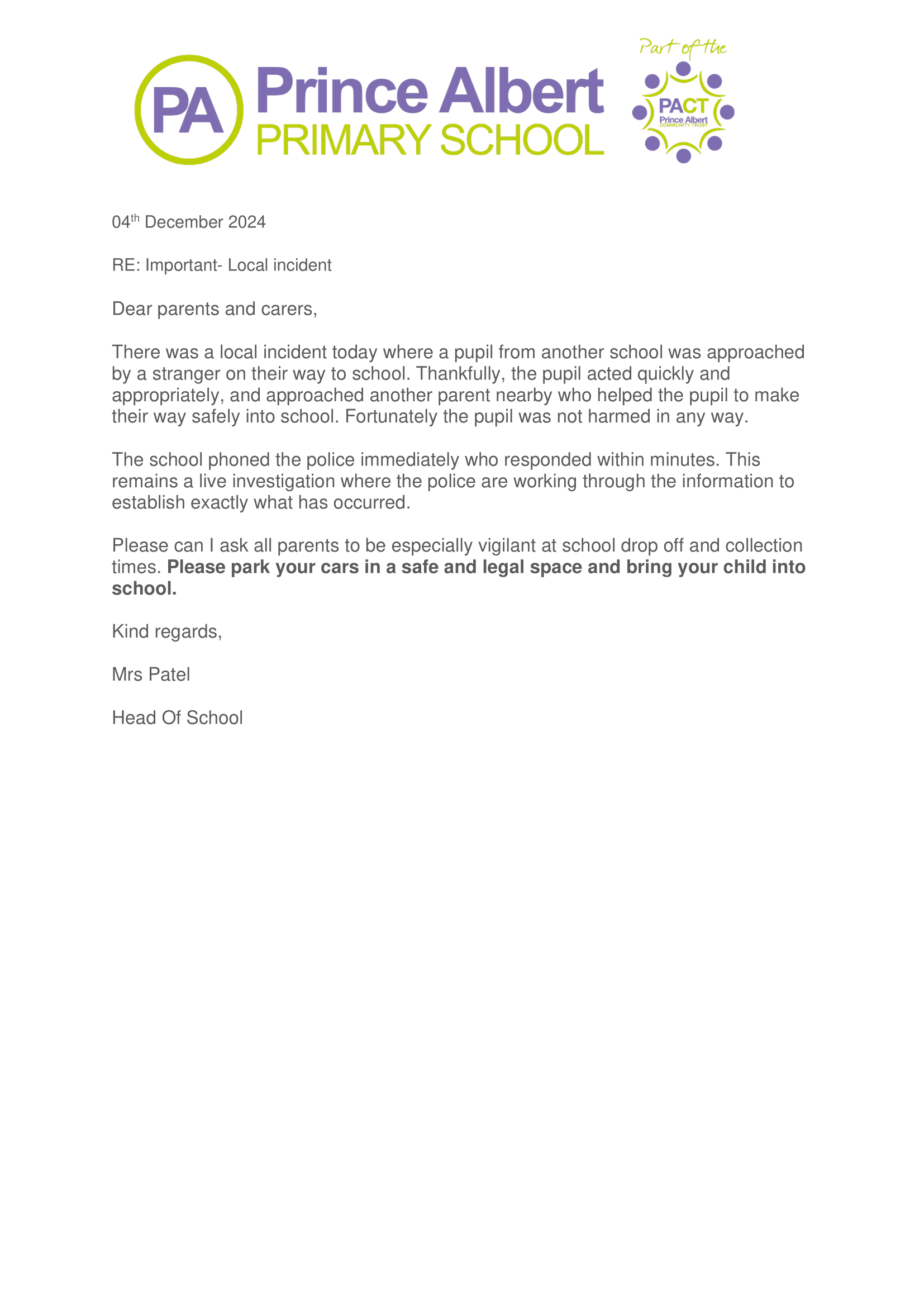 Local incident alert t 1