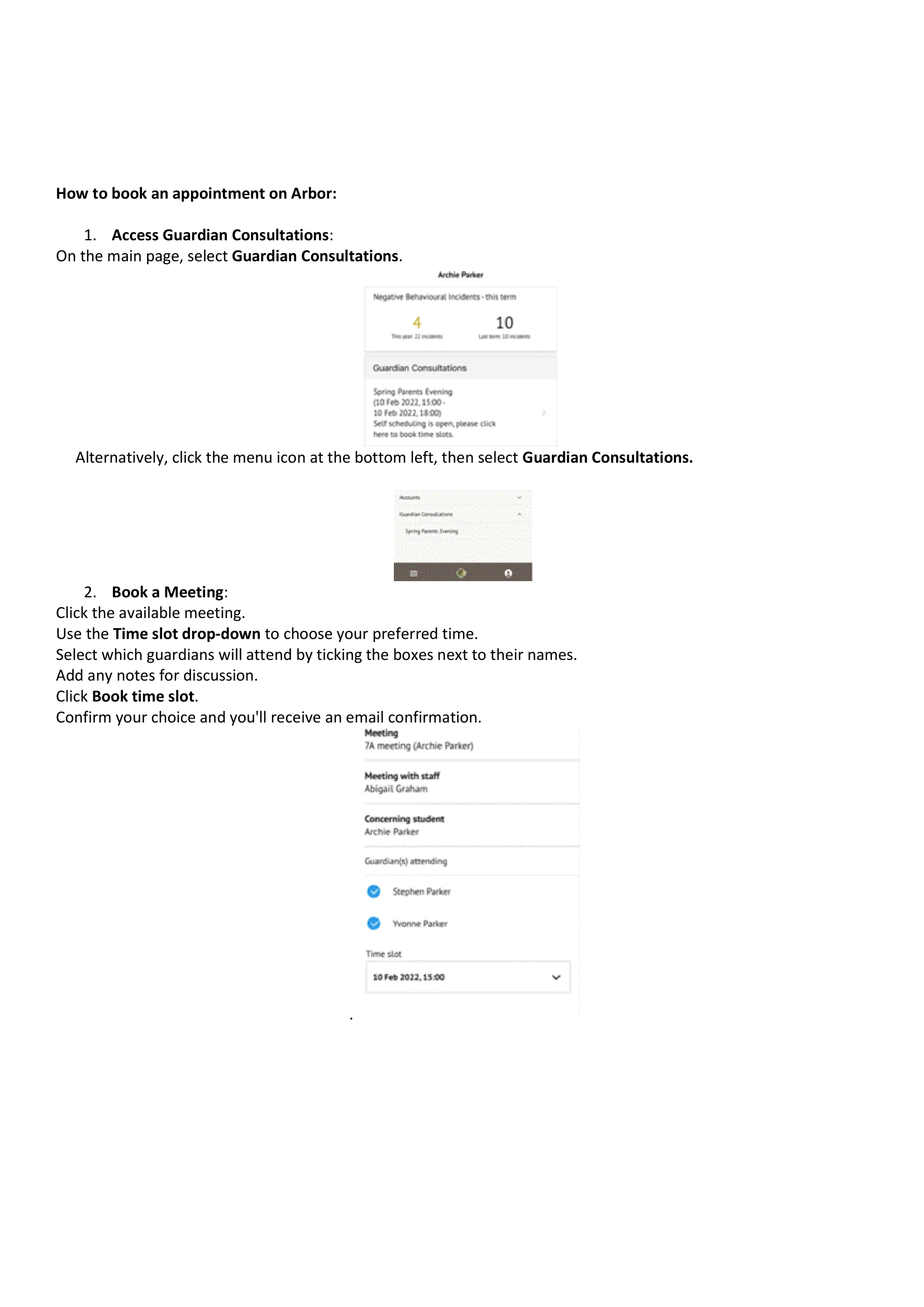 Parents Evening letter 1 2