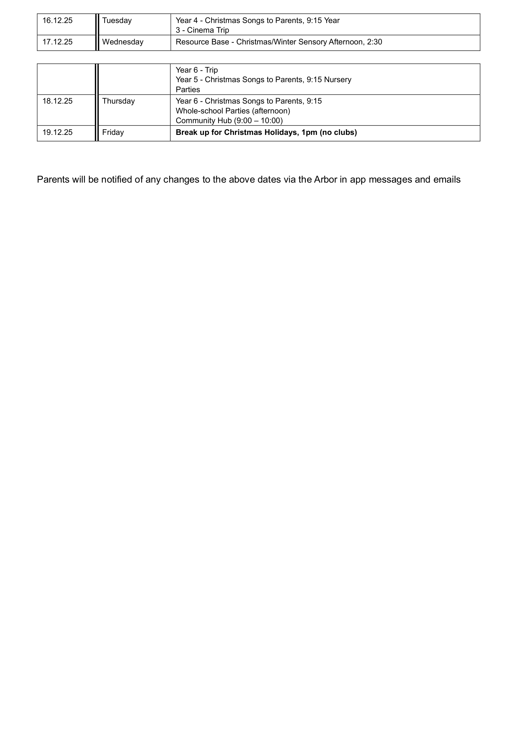 UPDATED Key Events Calendar Autumn 1.2. 2025 2