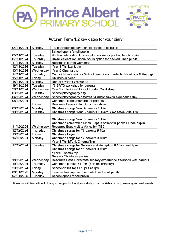 autumn key dates