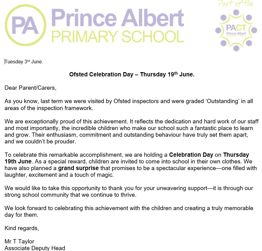 Ofsted Celebration Day