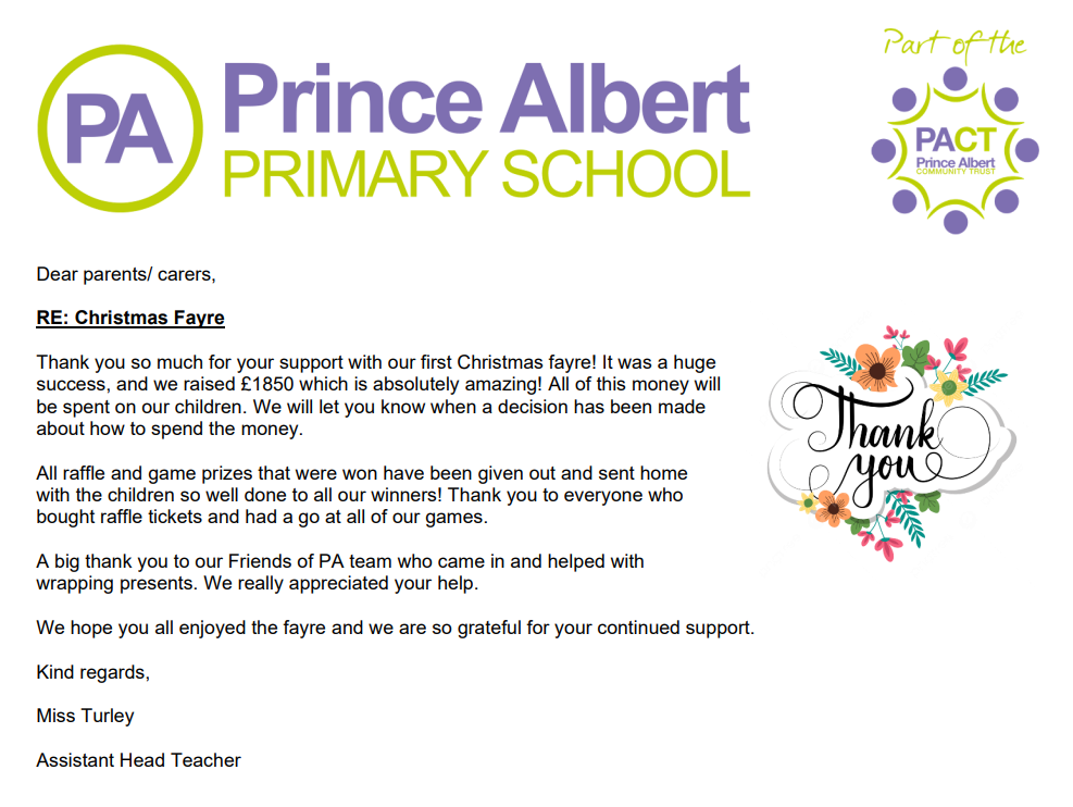 christmas fayre letter